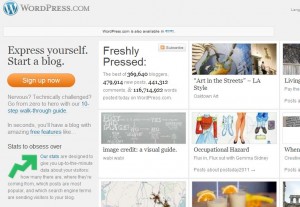 Wordpress.com home page Wordpress.com home page