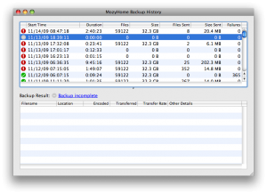 MozyHome Backup History MozyHome Backup History