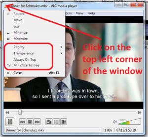 Click on the top left corner of aplication icon Click on the top left corner of aplication icon