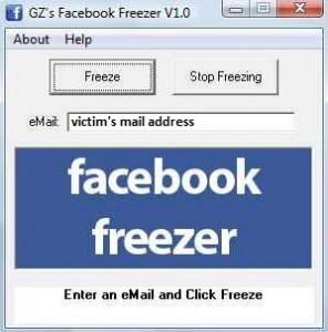 enter victim's email address and click on freez