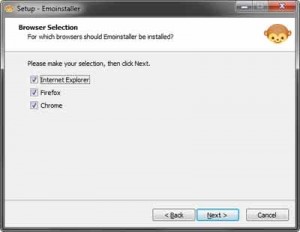 Select your browser with which you want to integrate emoinstaller