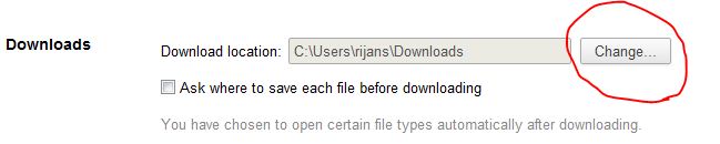change file save location in chrome browser change file save location in chrome browser
