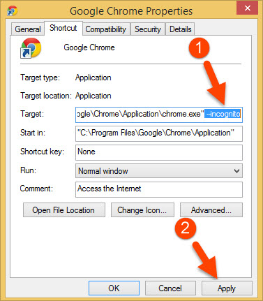 Always Run Google Chrome in Incognito (Private) Mode by Default