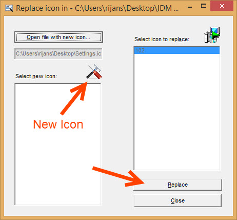 Click Replace