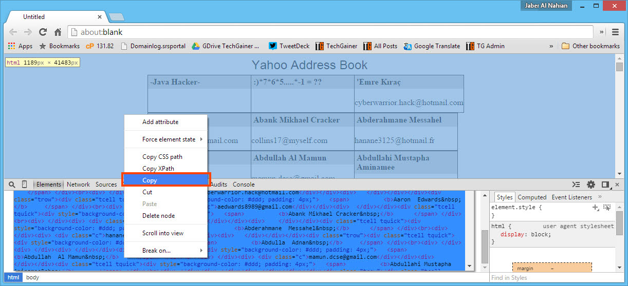 Copy whole HTML from field