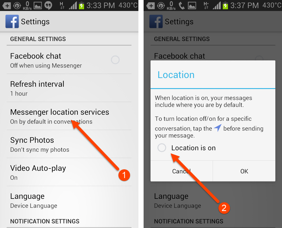 Disable "Location is on"
