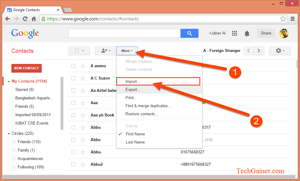 Import in Google