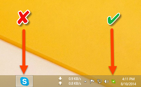 Minimize Skype to notification area when Closed