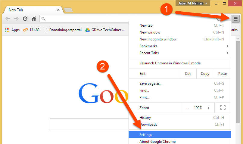 Go to Chrome settings Access Chrome Settings