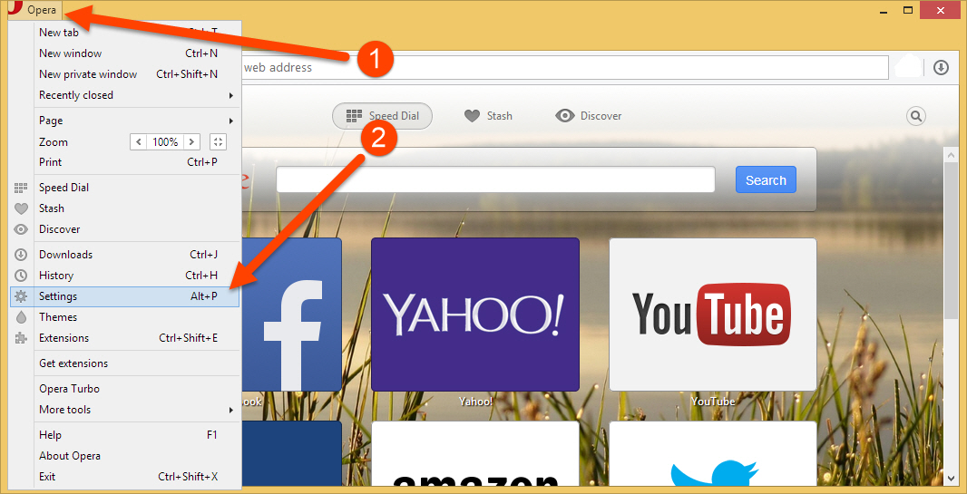 Go to Opera Settings Access Opera Settings