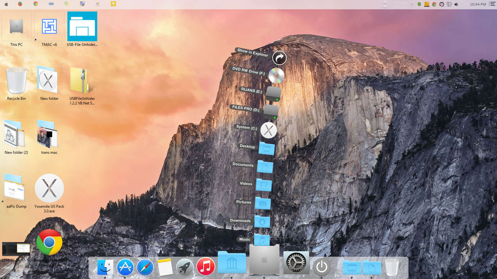 Dock in action that looks like real Mac Mac style Dock in action