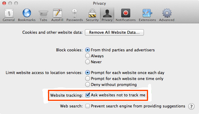 Turn on Do Not Track on Safari Enable DNT on Safari