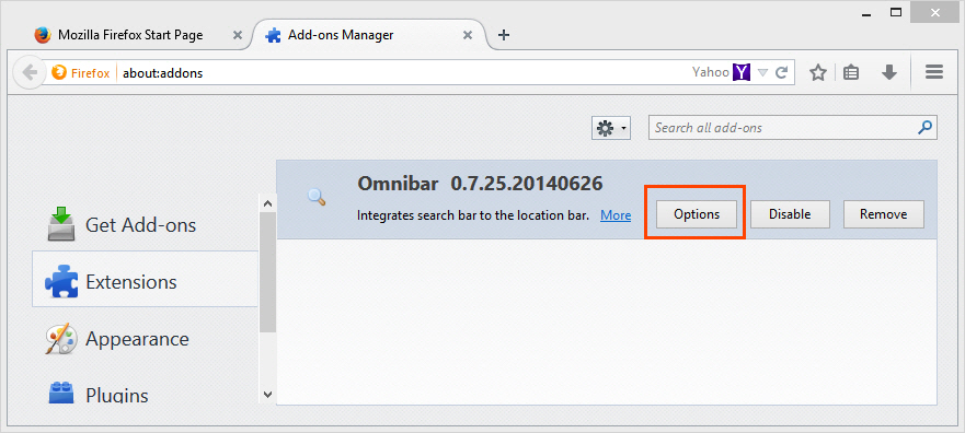 Omnibar Options