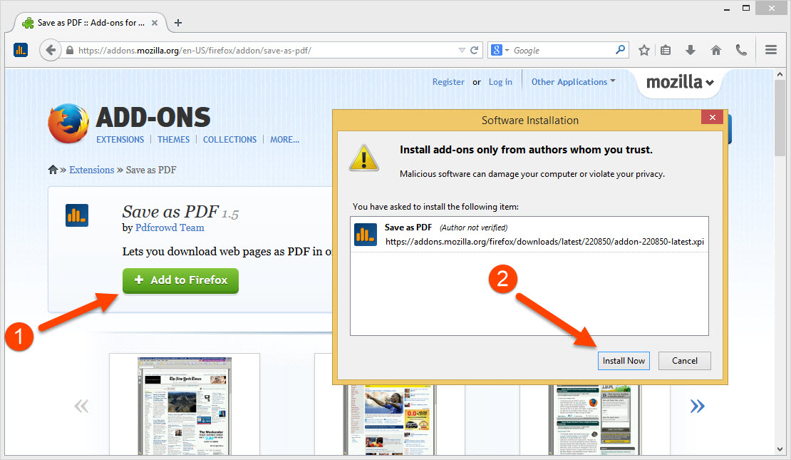 Install Firefox add-on