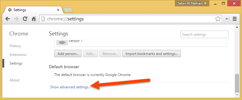 Click on "Show advanced settings" Show advanced settings