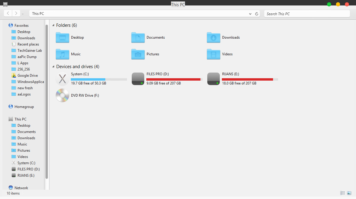 My Computer in Windows explorer looks like Mac Finder Windows explorer with Mac Yosemite theme