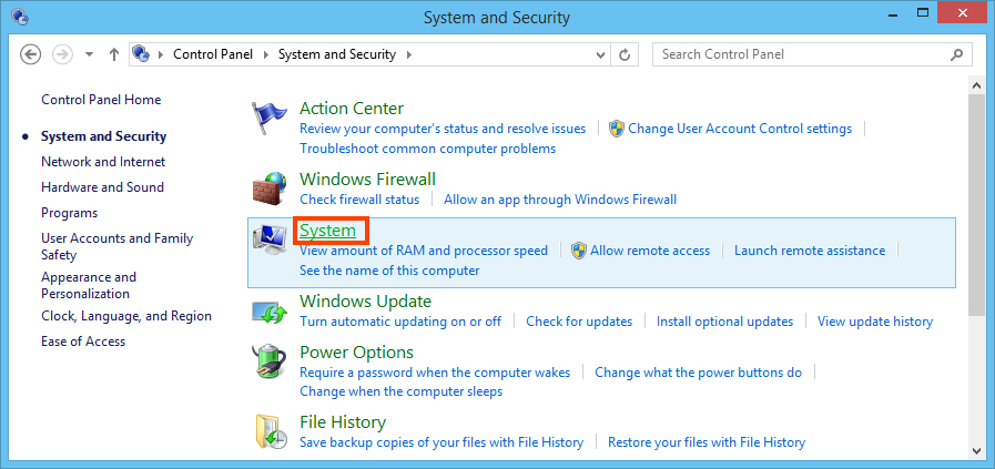 Windows system settings