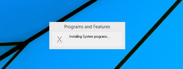 Yosemite theme installation status window Yosemite theme installing message