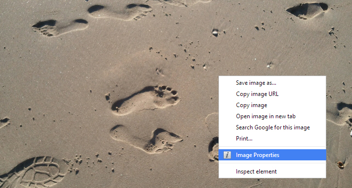 View Image Properties Right from Chrome Right-click Context Menu