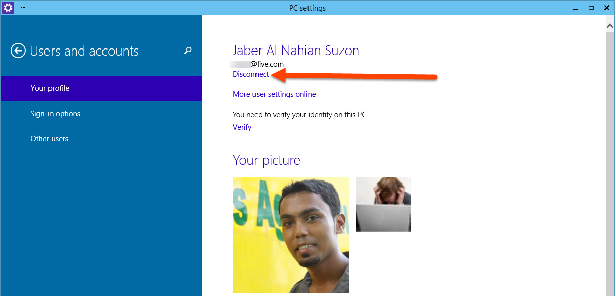 Disconnect Microsoft Account