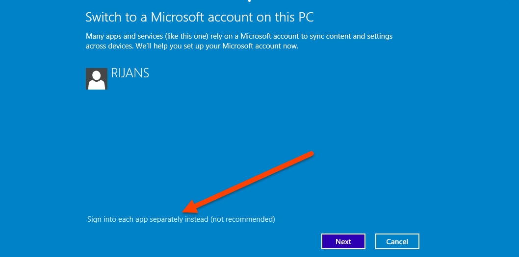 Sign into each app individually