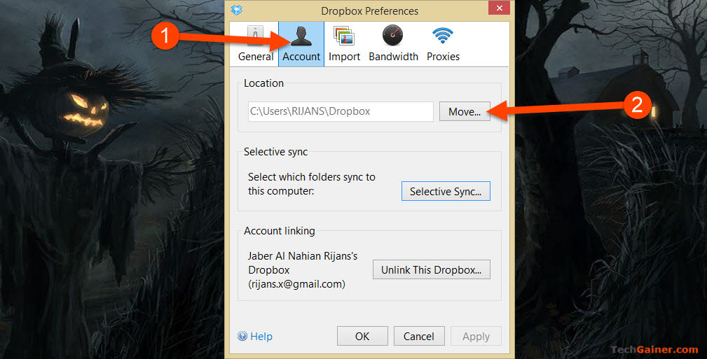 Move Dropbox Location