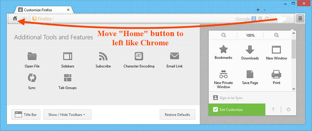 Move home button