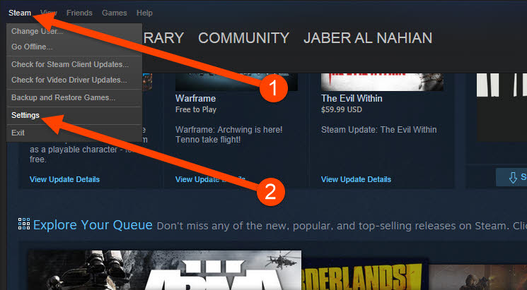 Go to Steam Settings