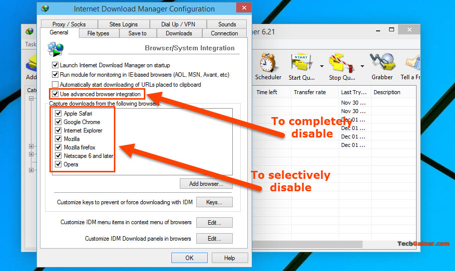 Remove IDM from browser