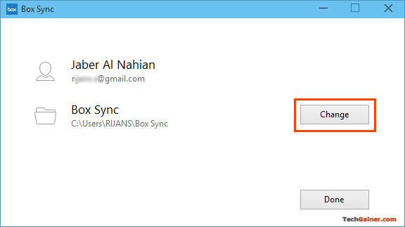 Change Sync Folder in Box