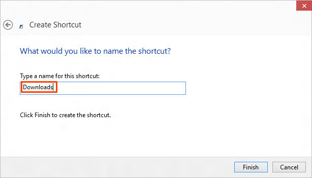 Set a name to shortcut