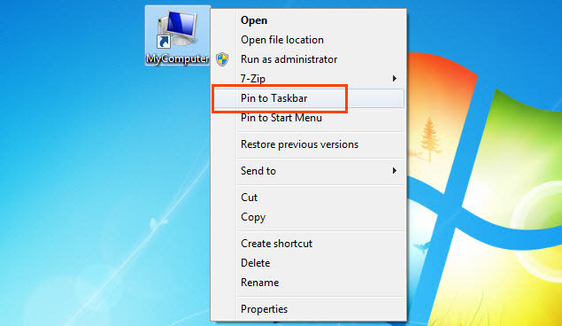 Pin any shortcut to Taskbar