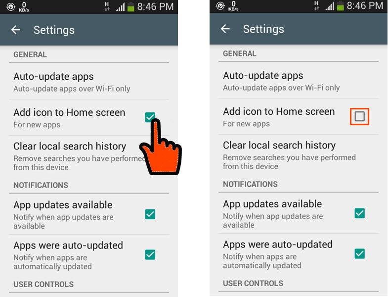 Switch off "Add icon to home screen"