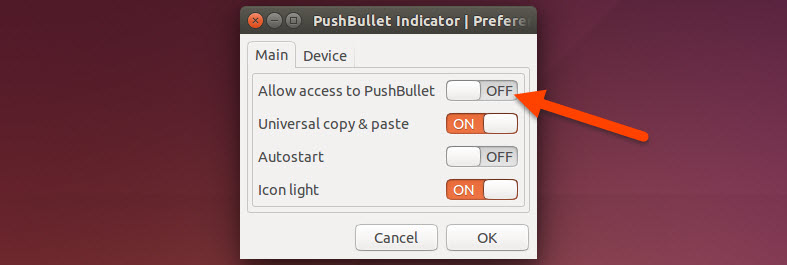 Authenticate Pushbullet Indicator