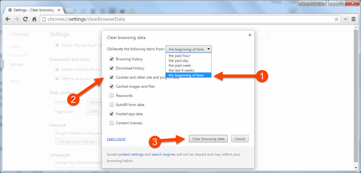 Clear browser data