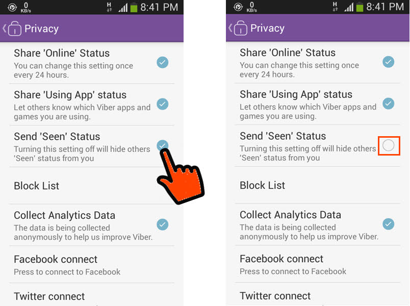 Block Viber from sending your message seen