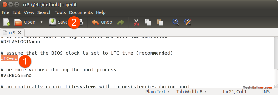 Set UTC=no In Linux