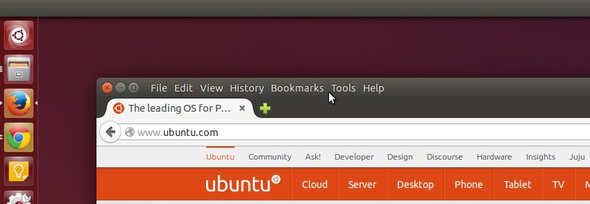 Local Menu bar items in Firefox in Ubuntu