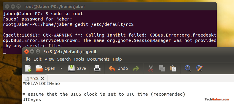 Open rcS file in gedit