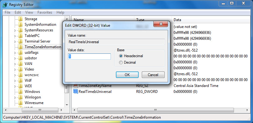 Set DWORD value 1