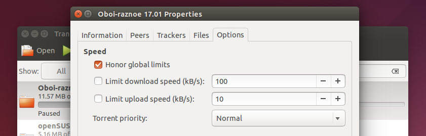 Speed limit options