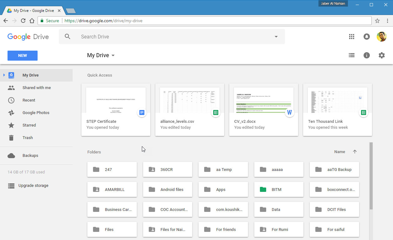 Google Drive with Quick Access Section
