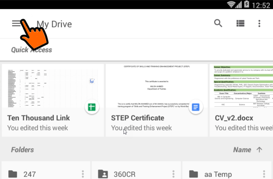 Tap Drive Hamburger icon